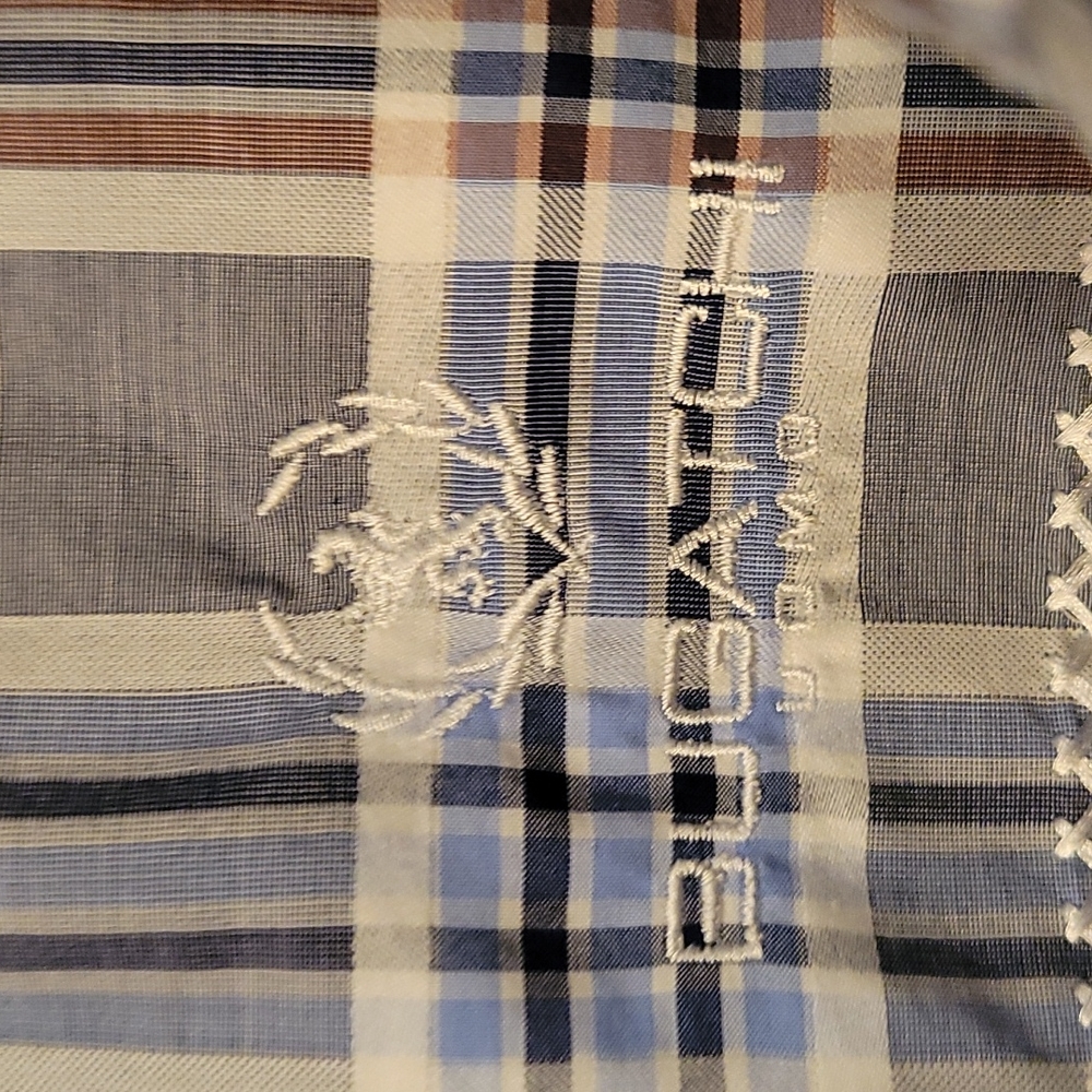 Bugatchi Plaid Button Down Shirt, Size Medium - image 3